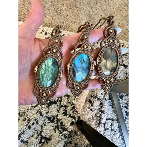 CHOOSE FROM 3! Super FLash Labradorite Hemp Necklace - Picture 3 of 10